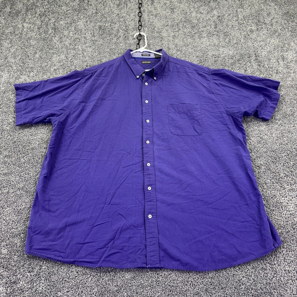 St. John's Bay Shirt Mens 3XLT Purple Solid Short Sleeve Button Up Pocket Casual